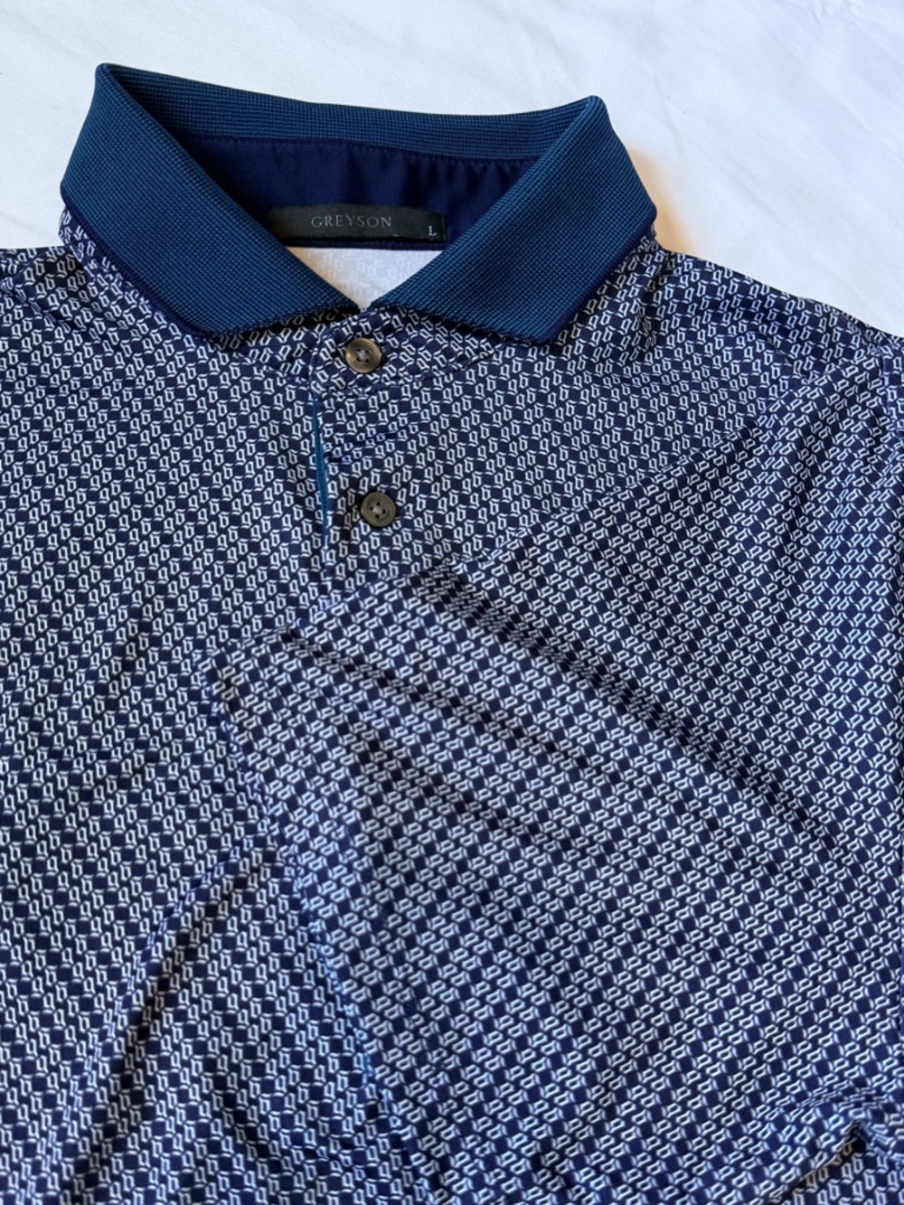 Greyson Polo Wolf Tails Print Maltese Blue Size Large